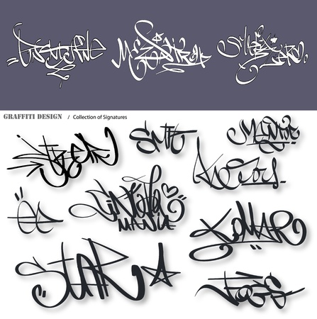 Graffiti tags urban signatureのイラスト素材