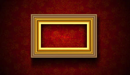 Vintage Picture Frame on Grunge Red Backgroundのイラスト素材