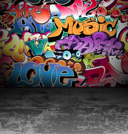 Graffiti wall urban backgroundのイラスト素材