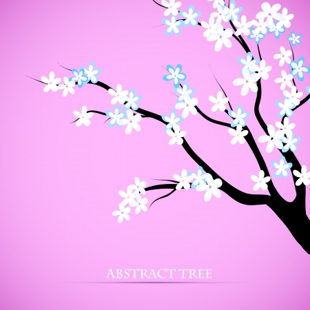 Cherry blossom decorative background  Abstract tree silhouette and flowers design  Card or cover templateのイラスト素材