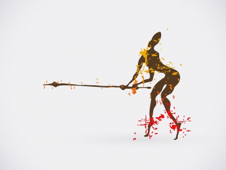 African Hunter Tribal Vector Illustration. Traditional Culture Creative Symbol.のイラスト素材