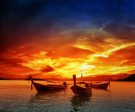 Sunset on sea in Thailandの写真素材