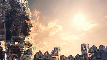 Angkor Wat Cambodia  Bayon temple in Angkor Thom historical placeの写真素材