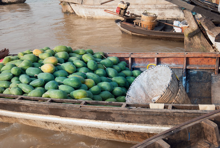 Vietnam, Mekong Delta floating market in Can Thoの写真素材