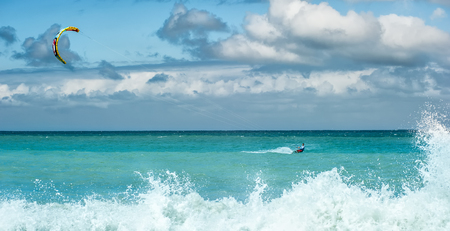 Kite surfing -  summer water sport outdoor activity
