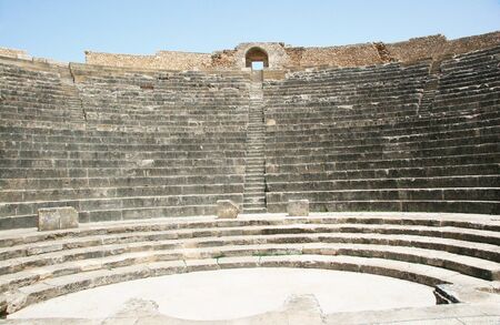 Roman amphitheater at Dougga - the former capital of Numidia. Tunisiaの写真素材