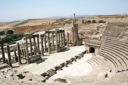 Roman Theatre in Dougga - the former capital of Numidia. Tunisiaの写真素材
