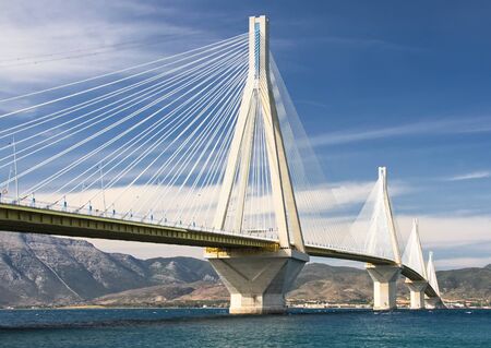  Suspension bridge through the Gulf of Corinth. It is long the bridge of 2252 m. Greeceの写真素材