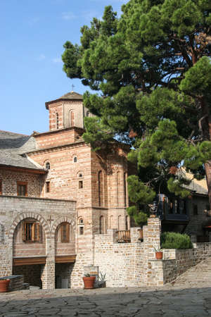 Courtyard of the Xenophon monastery on Athos. Greece, Halkidikiの写真素材