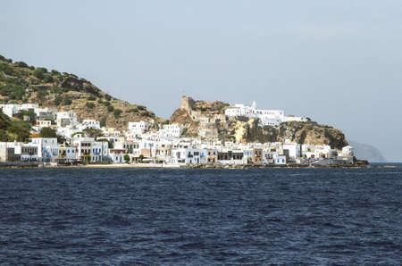 Mandraki is the capital of the island of Nisyros. View from the sea. Greece