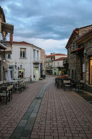Night Polygyros is the administrative center of Halkidiki. Greeceの写真素材