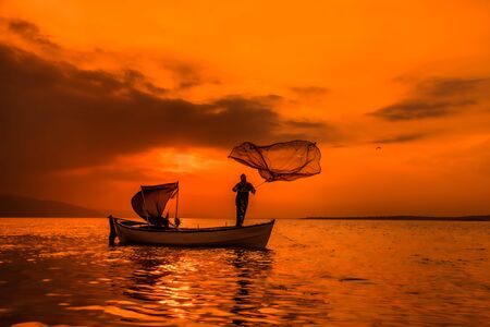 Bursa Golyazi Fishing and Networking. November 15, 2015: A man fishing in the lake Golyazi Turkeyのeditorial素材