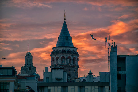 Galata Tower Landscape in Istanbulの写真素材