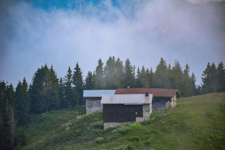 POKUT PLATEAU view with Kackar Mountains. This plateau is located in Camlihemsin district of Rize province. Kackar Mountains region. Rize, Turkey.の写真素材