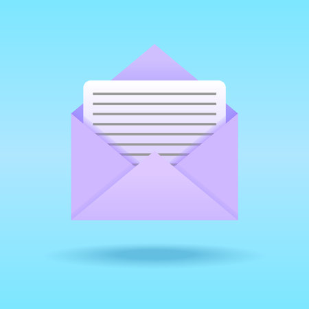 <p>3d image of an envelope with a letter. incoming message concept</p>のイラスト素材