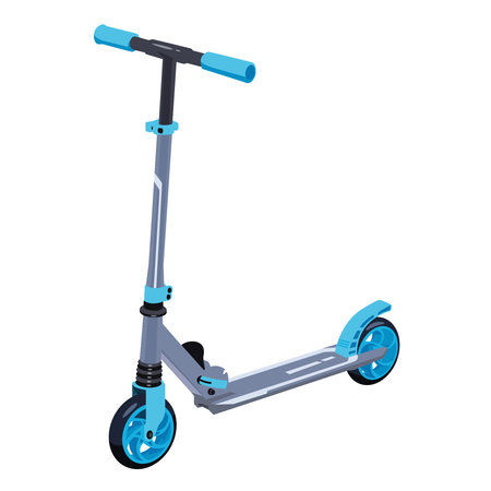 Children's scooter in gray.Toy for children.Scooter isolated on white background.Children's scooter in isometric view.3d toy for driving in the parkのイラスト素材