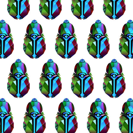 Pattern of beetles in the style of a fishing field. A modern, minimalist insect pattern.のイラスト素材