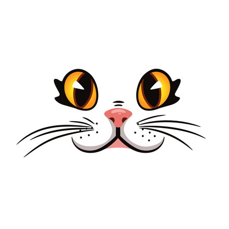 Fashion cat with cute eyes and smiling smile.Isolated on white backgroundのイラスト素材