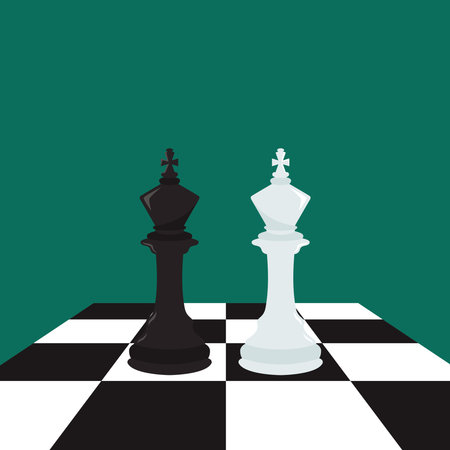 Two pieces of the king on the chessboard.Versus illustrationのイラスト素材