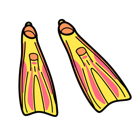 Swimming flippers illustration.Isolated on white background. Diving fins.Line style.のイラスト素材
