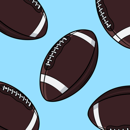 American soccer balls pattern on blue background.Sporting spiritsのイラスト素材