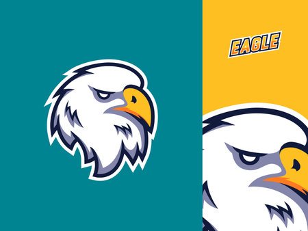 The background in the form of an eagle head logo and the inscription on the right eagles.Concept for the logo of a sports club or teamのイラスト素材