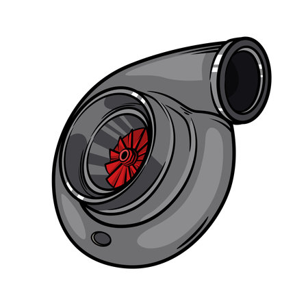 Car turbine for air boosting.Car tuning.Isolated on a white backgroundのイラスト素材