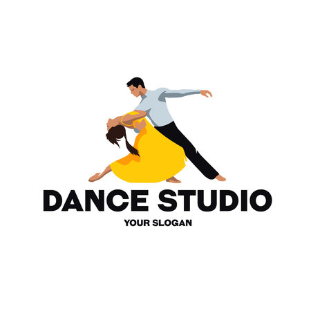Logo for a dance studio in the form of a guy who dances with a girl.Vector logo for a dance studioのイラスト素材