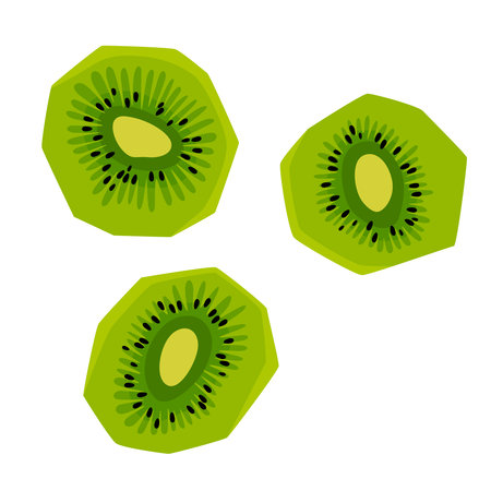 Kiwi slices on a white background.のイラスト素材
