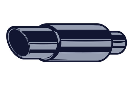 Isolated monochrome illustration of car exhaust pipe on white backgroundのイラスト素材