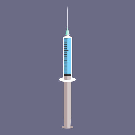 Medical syringe icon isolated on gray backgroundのイラスト素材