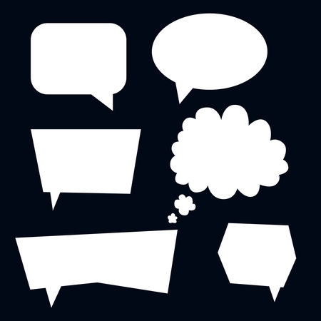 Set of comic frames in white color. isolated on black backgroundのイラスト素材