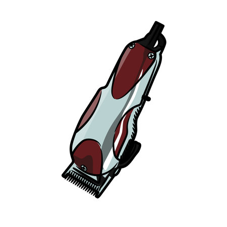 hair clipper for barbershop. Isolated on white background.Illustration in ink hand drawn style.のイラスト素材