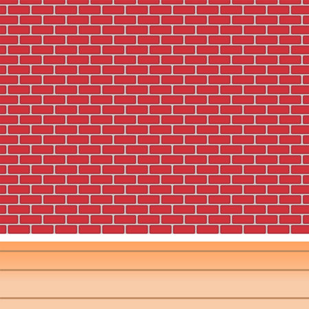 Illustration of red brick wall and wooden floorのイラスト素材