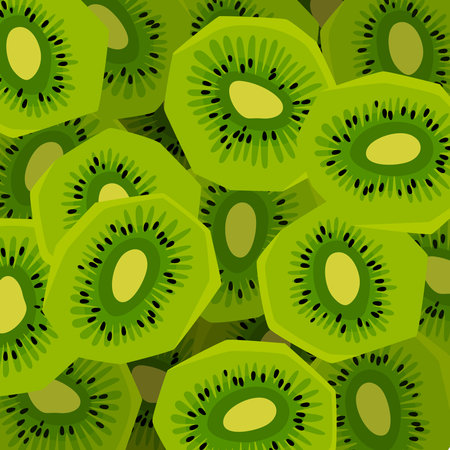 Kiwi pattern. Kiwi slices superimposed on each otherのイラスト素材