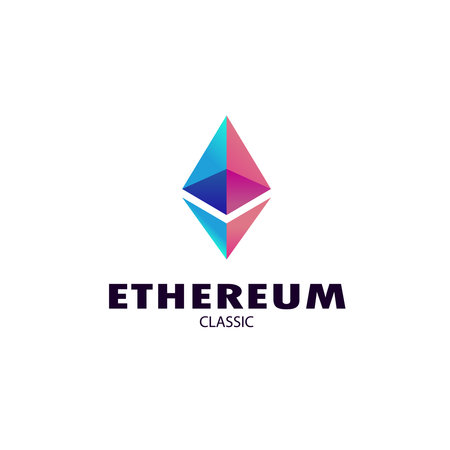 Ethereum logo in bright blue and pink colors.Isolated on white background.Can be used as an icon, background or icon.のイラスト素材