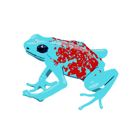Blue frog.Blue reptile with red spots on the back.のイラスト素材