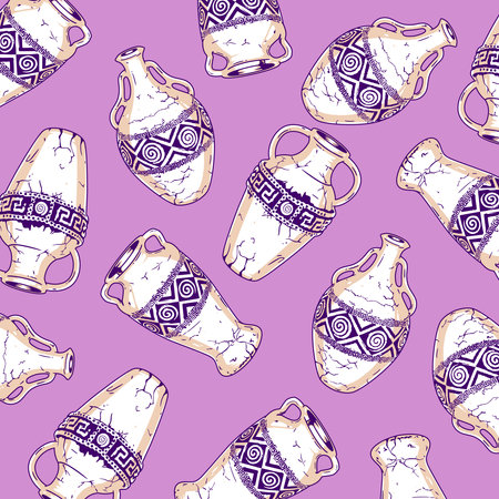Vintage Cracked Vases Pattern Ceramic Vases Scattered Hoaticのイラスト素材