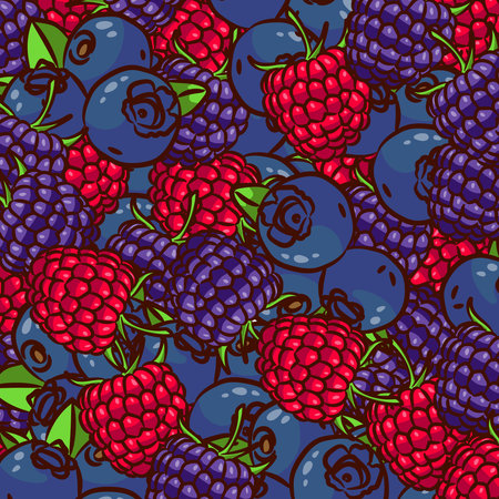 A pattern of wild berries scattered aboutのイラスト素材