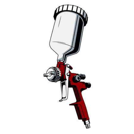 Paint sprayer for car painting.Illustration of a red color isolated paint sprayerのイラスト素材