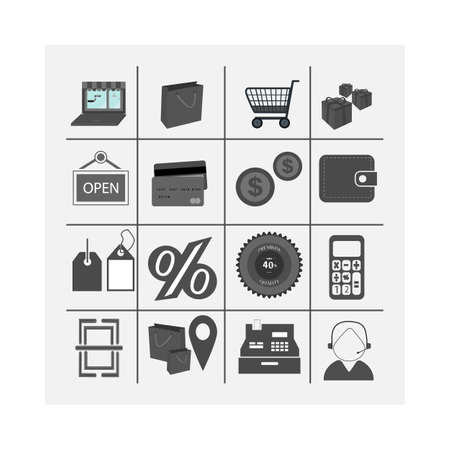Shopping icons set Vector design Shopping Icon Set. Simplus seriesのイラスト素材