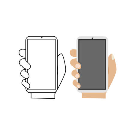 online transactions. business with hands, concept of partnership and business solutions. editable vector design isolated on white backgroundのイラスト素材