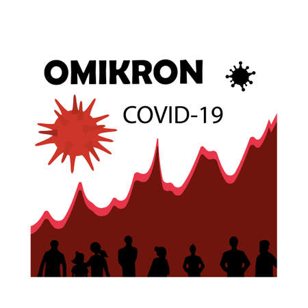 omicron rhythm, infographic illustration design concept. people in excitementのイラスト素材