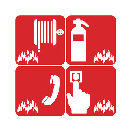 Vector illustration of fire hazard icon set eps 10のイラスト素材
