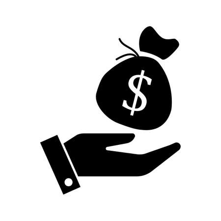 Icon hand holding a money sack graphic design single icon vector illustrationのイラスト素材