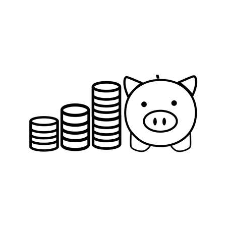 Piggy Bank icon vector, Debt, savings, save money, budget, finance concept. Minimalistic sign isolated on white background. Trendy Flat style for graphic design, Web site, UI.のイラスト素材