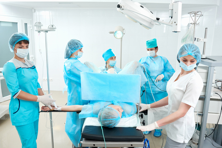 Operation in progress at the hospitalの写真素材
