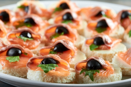 Delicious food on the wooden tableの写真素材