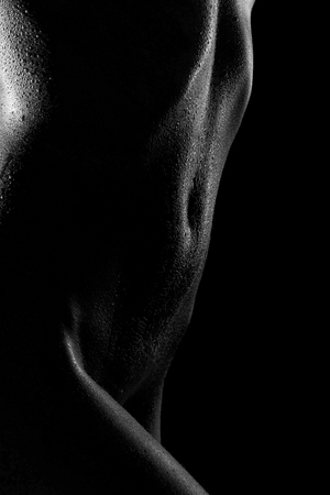 Stunning naked woman on black backgroundの写真素材