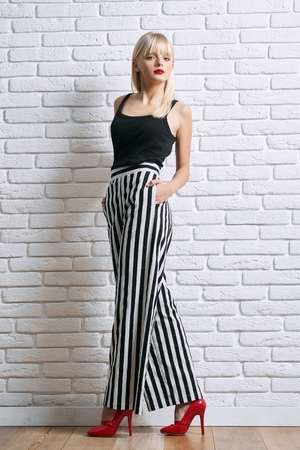 Beautiful fashion model at studioの写真素材